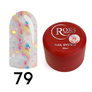 Cover Base - Без ТРО ROKS 30ml. №79 - Молочна із рожевою, блакитною, жовтою поталлю CBR30079 фото
