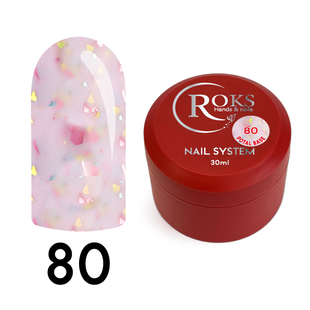 Cover Base - Без ТРО ROKS 30ml. №80 - Ніжно-рожева із рожево-голубою поталлю CBR30080 фото