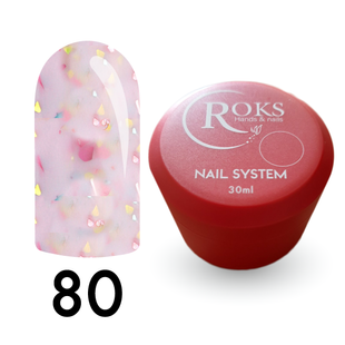 Cover Base - Без ТРО ROKS 30ml. №80 - Ніжно-рожева із рожево-голубою поталлю CBR30080 фото