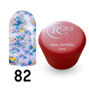 Cover Base - Без ТРО ROKS 30ml. №82 - Напівпрозора молочна із синьо-фіолетовою та золотою поталлю CBR30082 фото