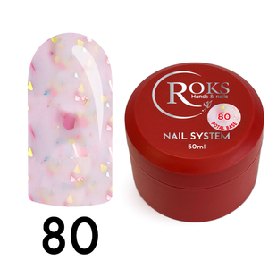 Cover Base - Без ТРО ROKS 50ml. №80 - Ніжно-рожева із рожево-голубою поталлю CBR50080 фото