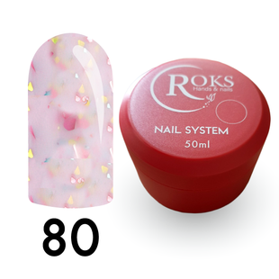 Cover Base - Без ТРО ROKS 50ml. №80 - Ніжно-рожева із рожево-голубою поталлю CBR50080 фото