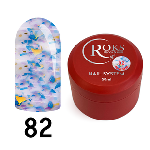 Cover Base - Без ТРО ROKS 50ml. №82 - Напівпрозора молочна із синьо-фіолетовою та золотою поталлю CBR50082 фото