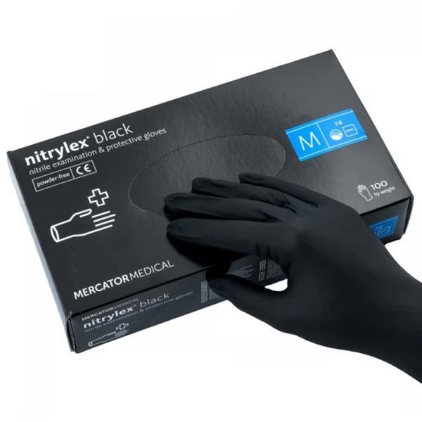 Рукавички нітрилові (чорні) NITRYLEX (4,2 г) 100шт M 5906615004448 фото