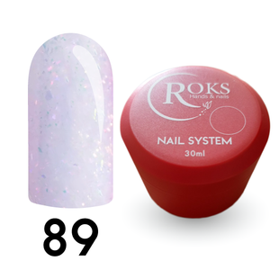 Cover Base - Без ТРО ROKS 30ml. №89 - Напівпрозора молочна із різнокольоровою голографічною поталлю CBR30089 фото