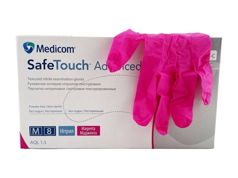 Рукавички нітрілові (рожеві) SafeTouch Extend Pink MEDICOM 3,8 г 100шт M 8718007901801 фото