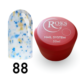 Cover Base - Без ТРО ROKS 50ml. №88 - Молочна з блакитно-жовтою поталлю CBR50088 фото