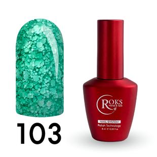 Cover Base - Без ТРО ROKS 8ml. №103 - Бірюзова із пластівцями CBR8103 фото