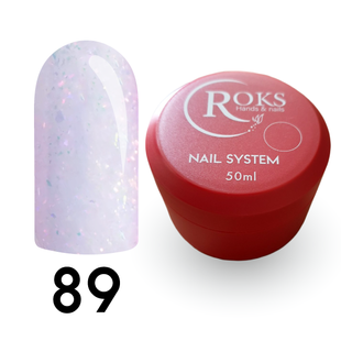 Cover Base - Без ТРО ROKS 50ml. №89 - Напівпрозора молочна із різнокольоровою голографічною поталлю CBR50089 фото