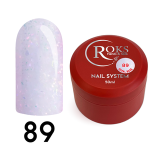 Cover Base - Без ТРО ROKS 50ml. №89 - Напівпрозора молочна із різнокольоровою голографічною поталлю CBR50089 фото