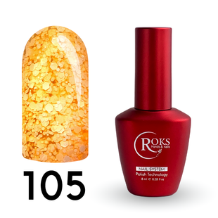 Cover Base - Без ТРО ROKS 8ml. №105 - Блідо-жовта із пластівцями CBR8105 фото