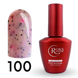Cover Base - Без ТРО ROKS 12ml. №100 - Рожева із чорними і рожево-жовтими крапками CBR12100 фото