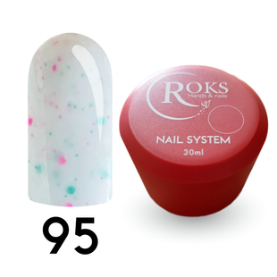 Cover Base - Без ТРО ROKS 30ml. №95 - Молочна із рожево-бірюзовими крапками CBR30095 фото