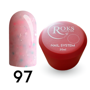 Cover Base - Без ТРО ROKS 30ml. №97 - Ніжно-рожева із рожево-бірюзовими крапками CBR30097 фото