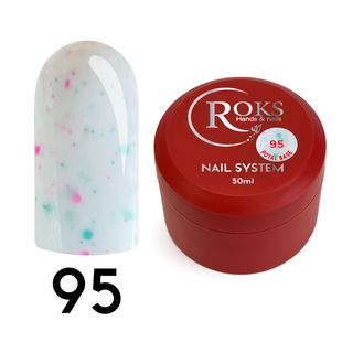 Cover Base - Без ТРО ROKS 50ml. №95 - Молочна із рожево-бірюзовими крапками CBR50095 фото