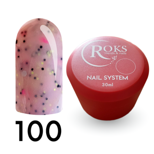 Cover Base - Без ТРО ROKS 30ml. №100 - Рожева із чорними і рожево-жовтими крапками CBR30100 фото