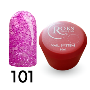 Cover Base - Без ТРО ROKS 30ml. №101 - Яскрава рожева із пластівцями CBR30101 фото