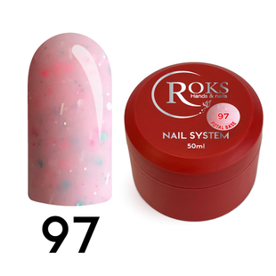 Cover Base - Без ТРО ROKS 50ml. №97 - Ніжно-рожева із рожево-бірюзовими крапками CBR50097 фото
