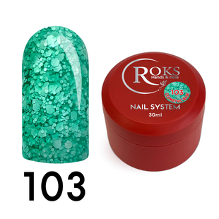 Cover Base - Без ТРО ROKS 30ml. №103 - Бірюзова із пластівцями CBR30103 фото