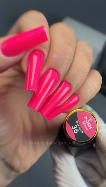 Cover Base - Без ТРО YOU POSH (30 ml). №36 - Неонова яскраво-рожева з малиновим відтінком baseposh30036 фото