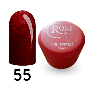Cover Base - Без ТРО ROKS 30ml. №55 - Насичена червона із блискітками (глітером) CBR30055 фото