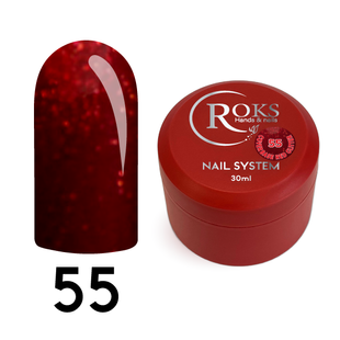 Cover Base - Без ТРО ROKS 30ml. №55 - Насичена червона із блискітками (глітером) CBR30055 фото