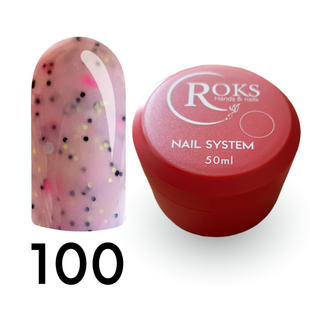Cover Base - Без ТРО ROKS 50ml. №100 - Рожева із чорними і рожево-жовтими крапками CBR50100 фото