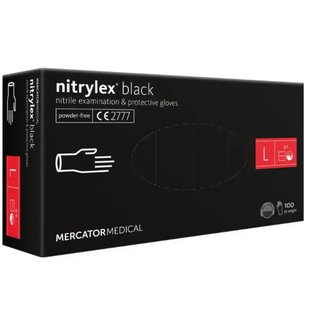 Нітрилові рукавички MERCATOR Nitrylex BLACK неопудрені – розмір L Group-66 фото