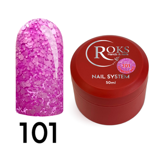 Cover Base - Без ТРО ROKS 50ml. №101 - Яскрава рожева із пластівцями CBR50101 фото