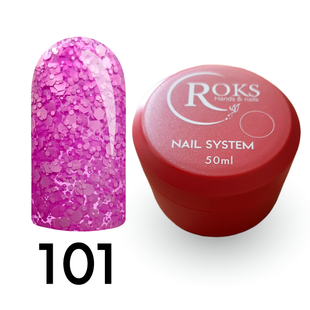 Cover Base - Без ТРО ROKS 50ml. №101 - Яскрава рожева із пластівцями CBR50101 фото