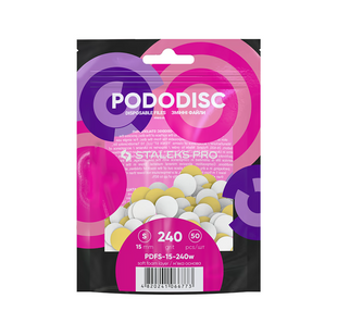 Змінні файли білі на мякій основі для педикюрного диска PODODISC STALEKS PRO S 240 грит (50 шт) PDFS-15-240w фото