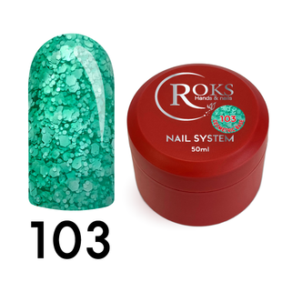 Cover Base - Без ТРО ROKS 50ml. №103 - Бірюзова із пластівцями CBR50103 фото