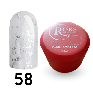 Cover Base - Без ТРО ROKS 30ml. №58 - Напівпрозора молочна із срібною поталлю CBR30058 фото