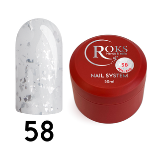 Cover Base - Без ТРО ROKS 50ml. №58 - Напівпрозора молочна із срібною поталлю CBR50058 фото