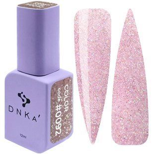 Гель лак DNKa, 12 ml Color #0092 - Напівпрозорий рожевий з кольоровими блискітками GPDC0092 фото