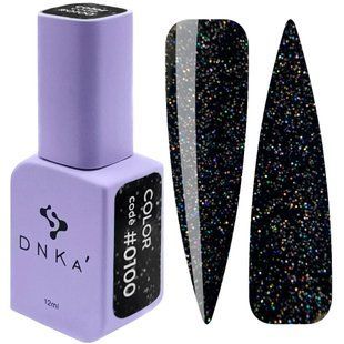 Гель лак DNKa, 12 ml Color #0100 - Чорний з голографічним шимером GPDC0100 фото